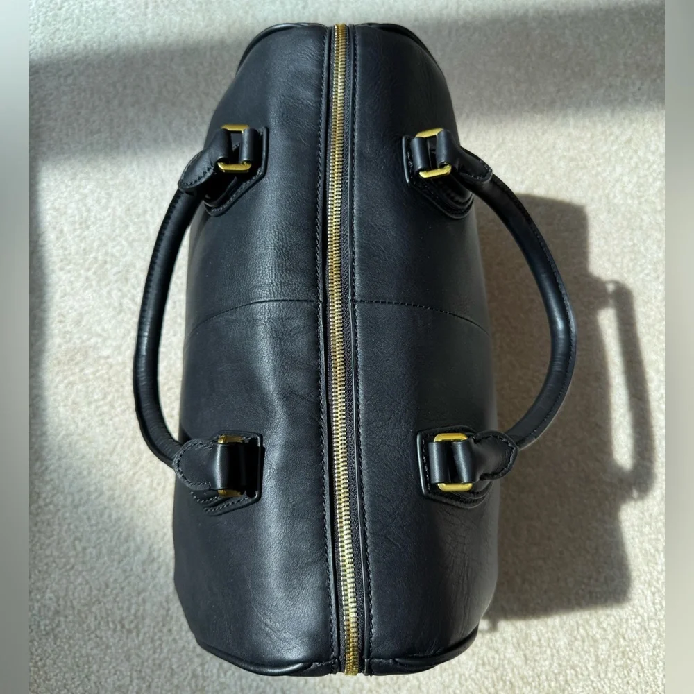 Vintage J. Crew Black Leather Top Handle Satchel Doctor Bag Purse New w/o tags! - Picture 6 of 13